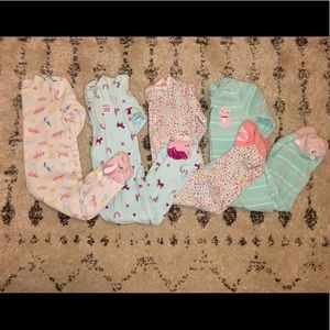4 Carters Sleep and Play footed PJs 6-9